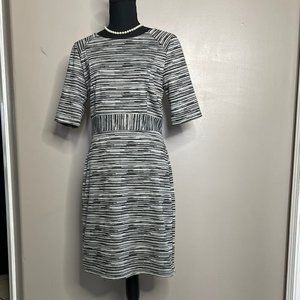 Loft Black/Gray/White Above Elbow Fitted Dress